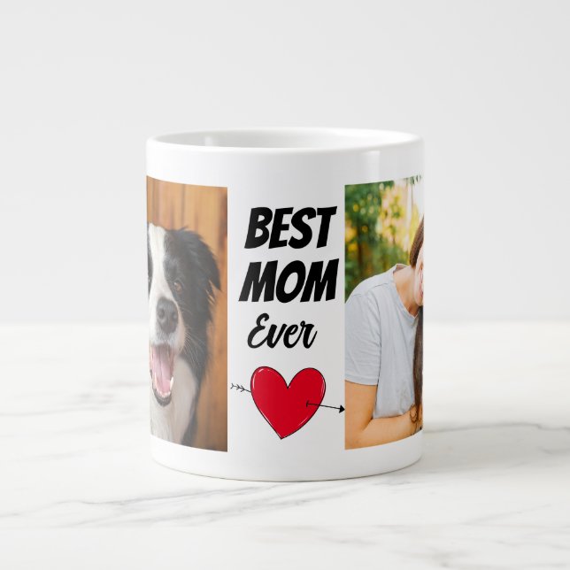 Bästa Hund-Mamma från hund..Personlig två foton Jumbo Mugg (Framsidan)
