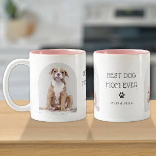 Bästa Hund Mamma någonsin 2-foto-ark & Namn-text 1 Två-Tonad Mugg
