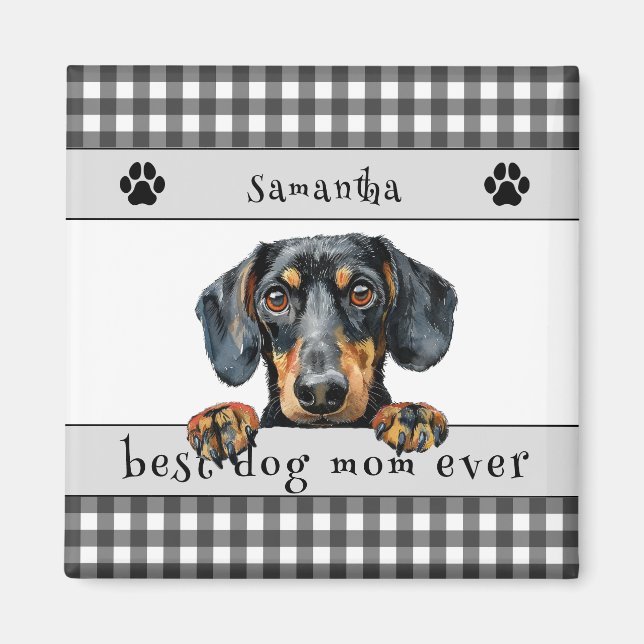 Bästa Hund Mamma någonsin Dachshund-Anpassningsbar Magnet (Framsidan)