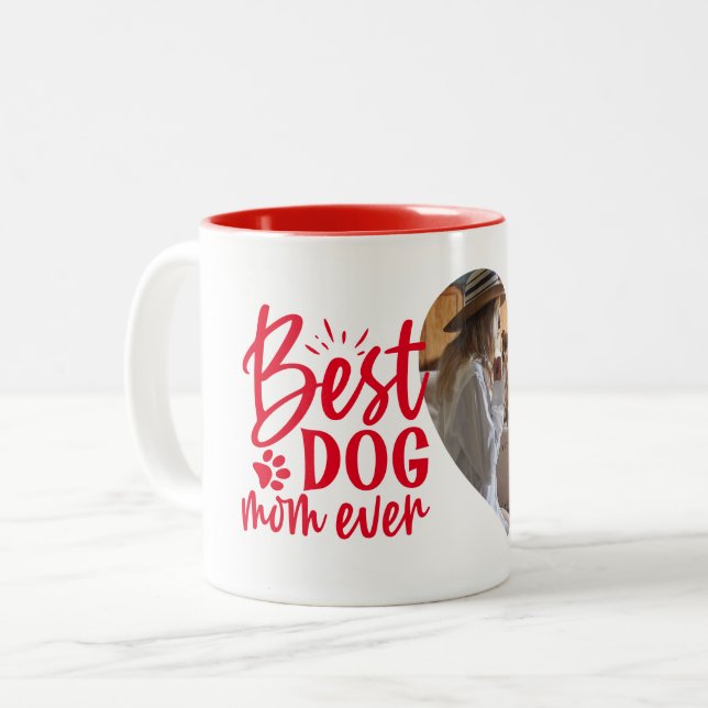 Bästa Hund-Mamma någonsin-Namn-fotoröd Två-Tonad Mugg (Framsida vänster)