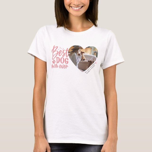 Bästa Hund-Mamma någonsin-Namn-fotot Rosa T-Shirt (Framsida)
