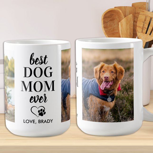 BÄSTA Hund Mamma någonsin, Personlig Pet 2-fotokaf Kaffemugg (Skapare uppladdad)