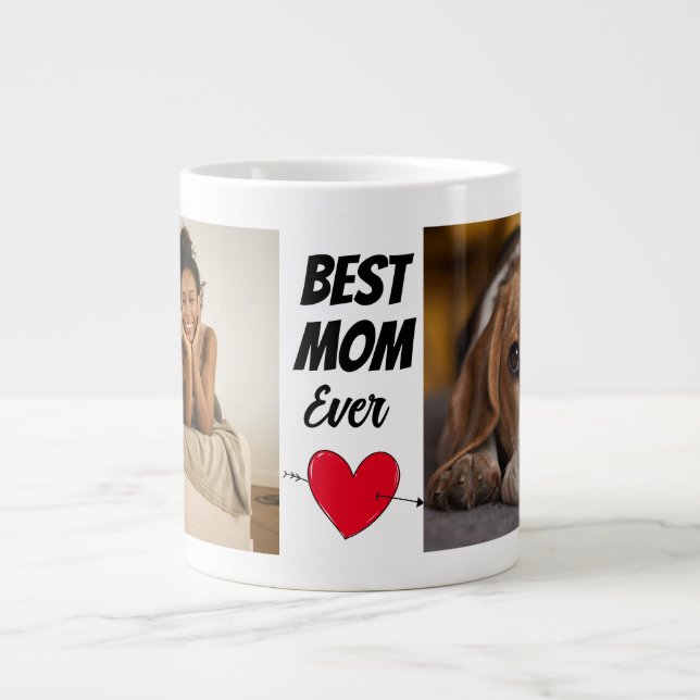 Bästa Hund Mamma någonsin.. Personlig två foto Gia Jumbo Mugg (Framsidan)