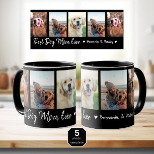 Bästa Hund Mamma någonsin Pet 5 Photo Collage Blac Mugg