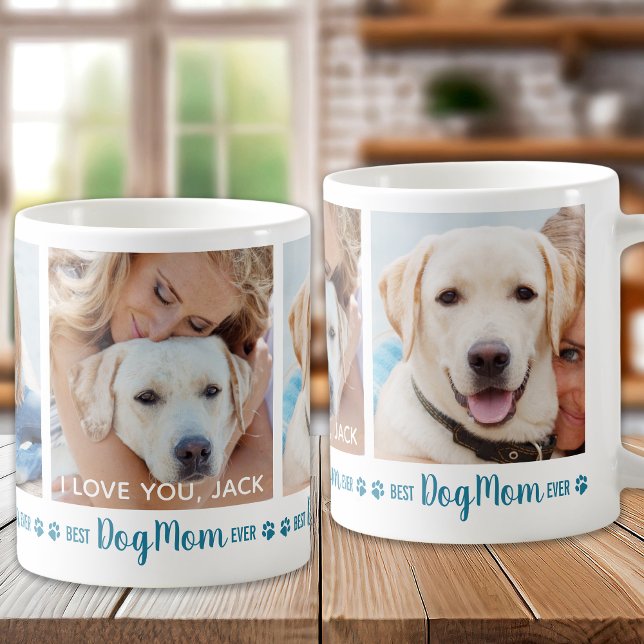 Bästa Hund-Mamma någonsin-Roligt Teal 3-foto Kaffemugg (Skapare uppladdad)