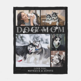 Bästa Hund Mamma någonsin-skript Tassavtryck 5 Pho Fleecefilt