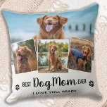 Bästa Hund Mamma någonsin White Photo Collage Kudde<br><div class="desc">Bäste Hund Mamma någonsin ♡.. Överraska din favorit Hund Mamma om det är hennes födelsedag, Mors dag eller jul med den här toppen, den här söta anpassningsbarnas fotokollage. Anpassa den här hund med hund fyra favoritfoton! Linjen är dubbla vid sidan, båda sidorna är identiska. Det kommer att vara en dyrbar...</div>