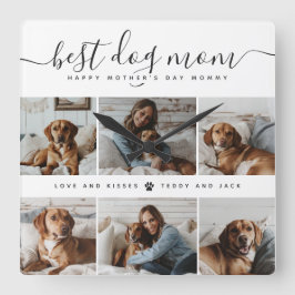 Bästa Hund Mamma: Personlig Hund Photo Mors dag Fyrkantig Klocka