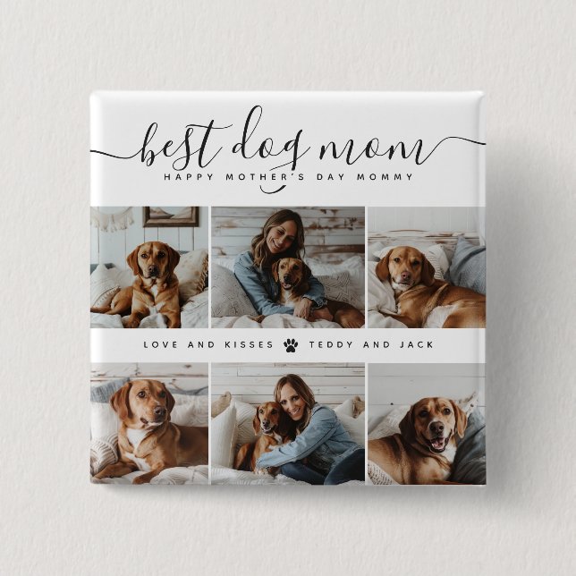 Bästa Hund Mamma: Personlig Hund Photo Mors dag Knapp (Framsida)
