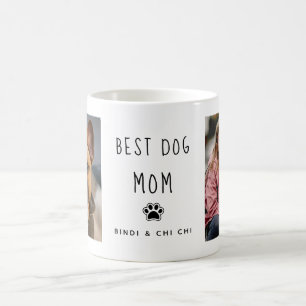 Bästa Hund Mamma Två foto-handskrivna texteffekt Kaffemugg