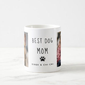 Bästa Hund Mamma | Två foto-handskrivna texteffekt Kaffemugg