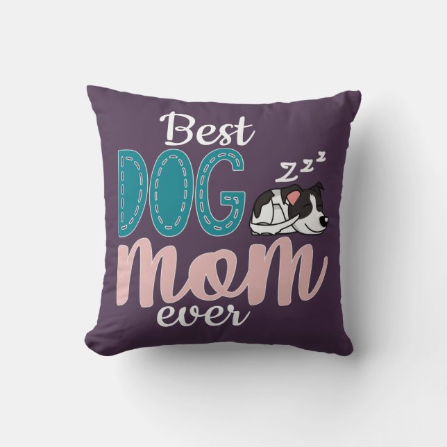 Bästa hund mamma violett med söt, sömnfläckig mari kudde (Framsida)