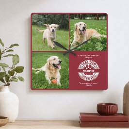 Bästa hund någonsin 3 Foto Röd Fyrkantig Klocka