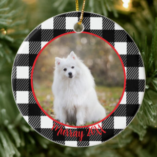 Bästa hund någonsin Anpassad namn Plaid Jul  Julgransprydnad Keramik