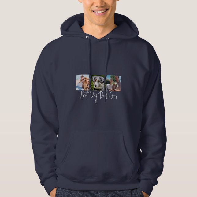 Bästa Hund någonsin - Anpassningsbar 3-fotokollage Hoodie (Framsida)