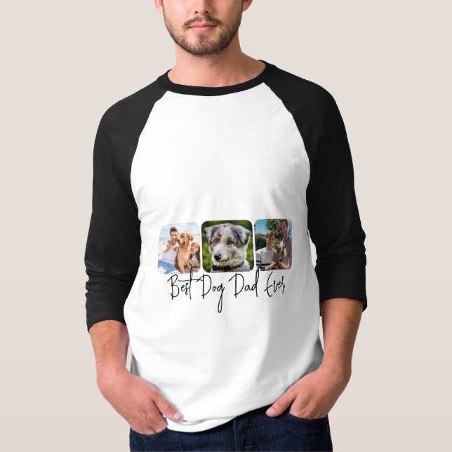 Bästa Hund någonsin - Anpassningsbar 3-fotokollage T Shirt (Framsida)