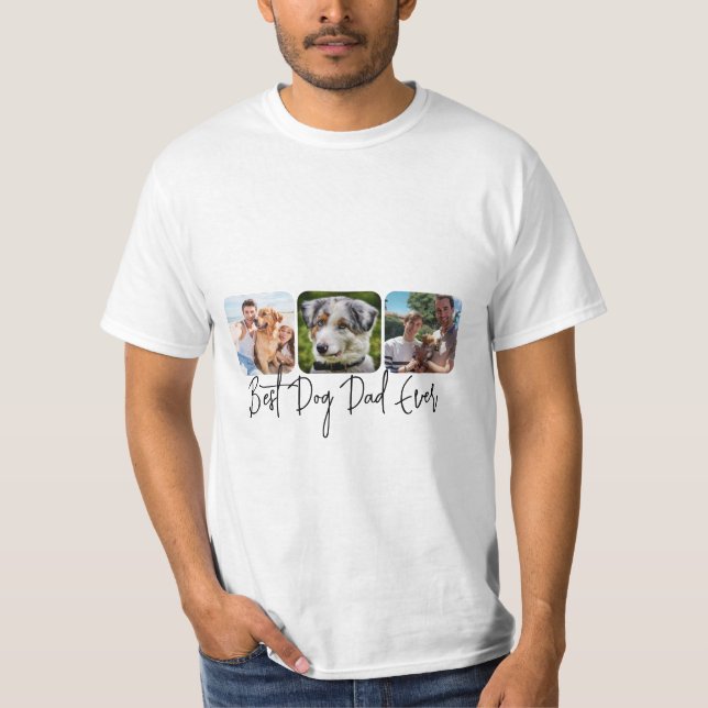 Bästa Hund någonsin - Anpassningsbar 3-fotokollage T Shirt (Framsida)