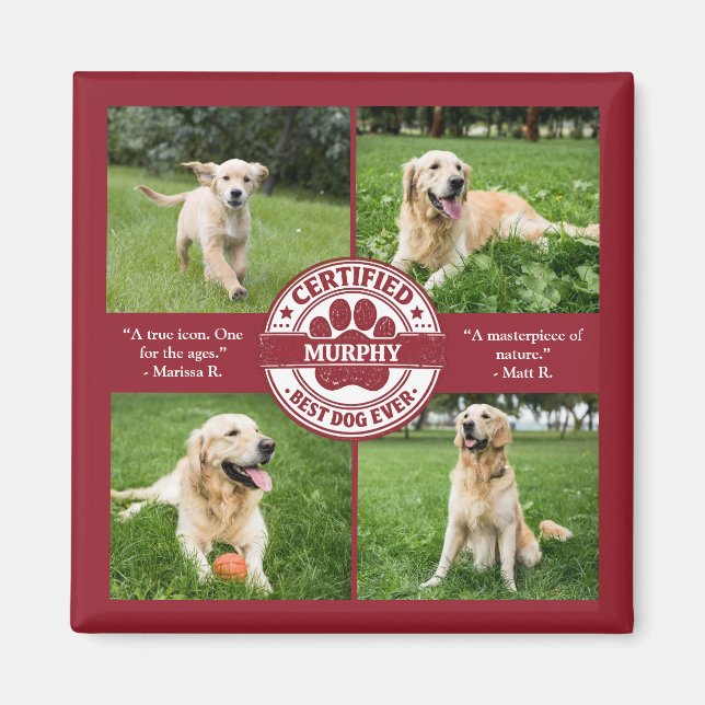 Bästa hund någonsin Foto Collage Röd Magnet (Framsidan)