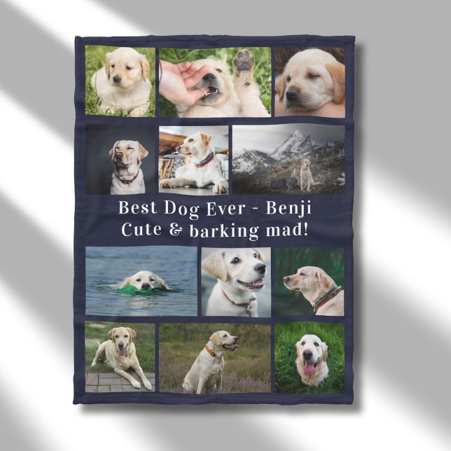 Bästa Hund någonsin-fotokollage för Anpassningsbar Fleecefilt (Custom dog blanket.)