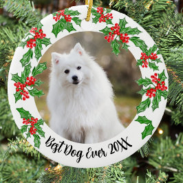 Bästa hund någonsin julpresent eller minne för hus julgransprydnad keramik
