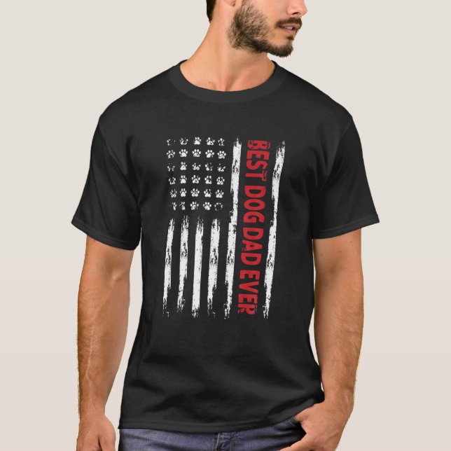 Bästa Hund någonsin med USA:s amerikanska Flagga F T Shirt (Framsida)