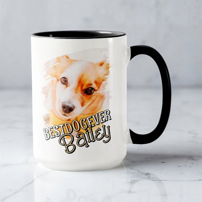 Bästa Hund någonsin Modern Coola Grunge Pet Hund P Mugg (Skapare uppladdad)