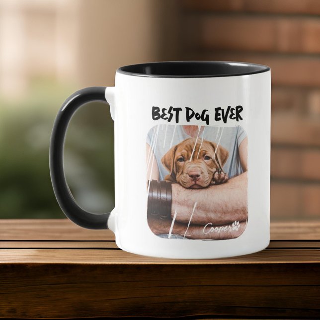Bästa Hund någonsin Pets Modern Grunge Coola Photo Mugg (Skapare uppladdad)