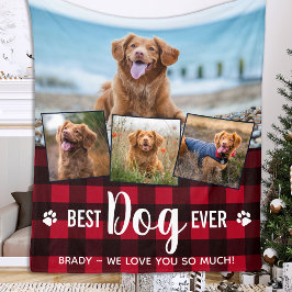 Bästa Hund någonsin Red Buffalo Play Photo Collage Fleecefilt