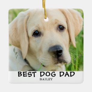 Bästa Hund Pappa 2-foto Namn Julgransprydnad Keramik