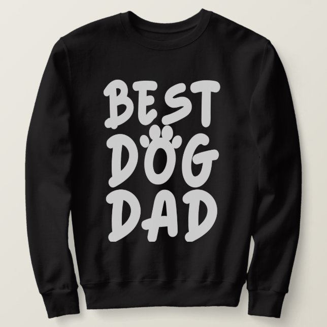 Bästa Hund Pappa Lång Ärmad Tröja (Design framsida)
