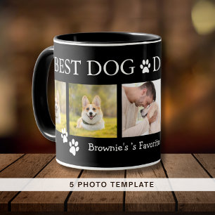 Bästa Hund Pappa någonsin 5 fotokollage Pet Namn B Mugg
