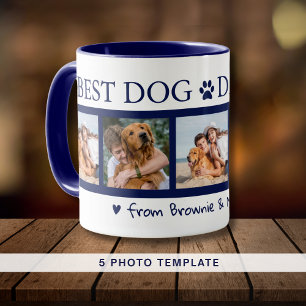 Bästa Hund Pappa någonsin 5 fotokollage Pet Namn B Mugg