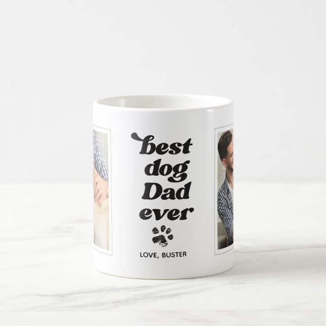 Bästa Hund-Pappa någonsin-Anpassningsbar-foto och  Kaffemugg (Center)