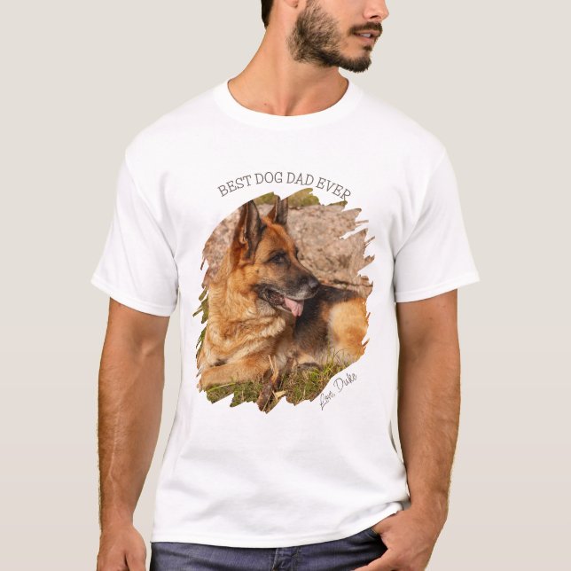 Bästa Hund Pappa någonsin Anpassningsbar Pet Photo T Shirt (Framsida)