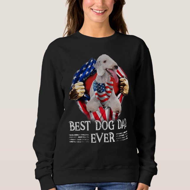 Bästa Hund Pappa någonsin Bedlington Terrier Ameri T Shirt (Framsida)