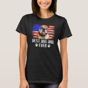 Bästa Hund-Pappa någonsin-bulldog-amerikanska Flag T Shirt
