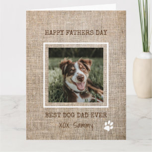 Bästa Hund Pappa någonsin Burlap Photo Fars dag Kort