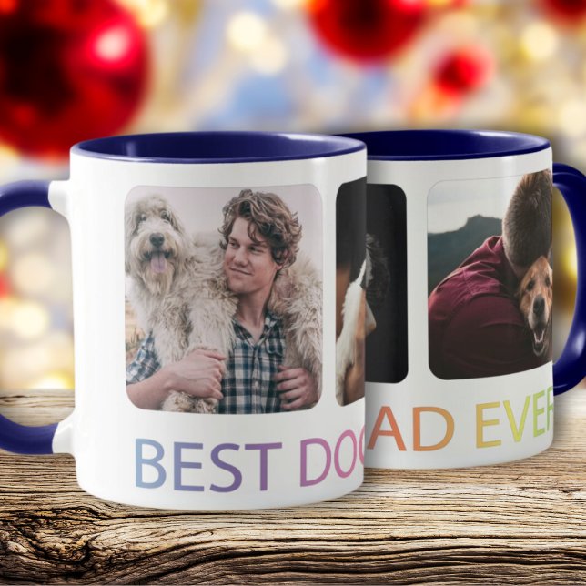 Bästa Hund Pappa någonsin Foto Collage Pet Coffee  Mugg (Skapare uppladdad)