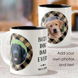 Bästa Hund Pappa någonsin Foto Namn Beige Två-Tonad Mugg