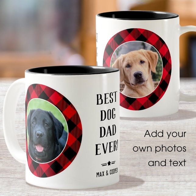 Bästa Hund Pappa någonsin Foto Namn Red Två-Tonad Mugg (Skapare uppladdad)