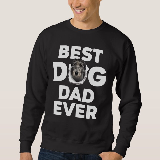 Bästa Hund Pappa någonsin Irish Wolfhound Lång Ärmad Tröja (Framsida)