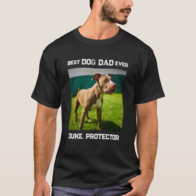 Bästa Hund-Pappa någonsin-Personlig-fotosvart T Shirt (Framsida)