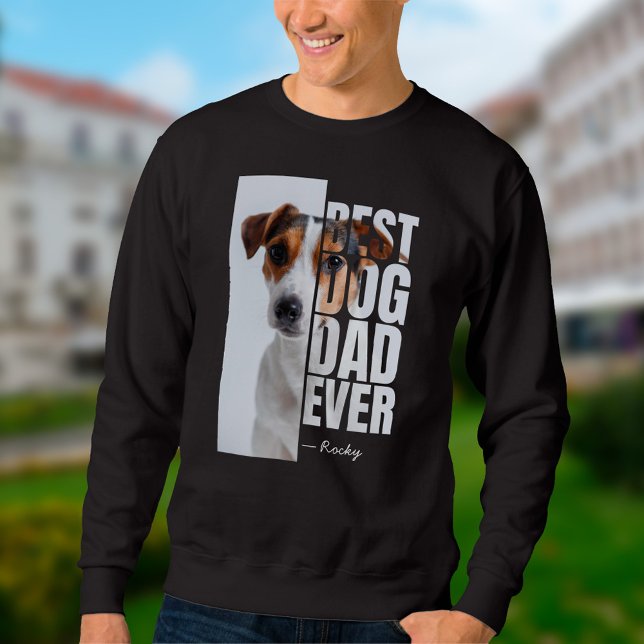 Bästa Hund-Pappa någonsin-Personlig Pet-foto och N Lång Ärmad Tröja (Best Dog Dad Ever One-of-a-kind Sweatshirt)