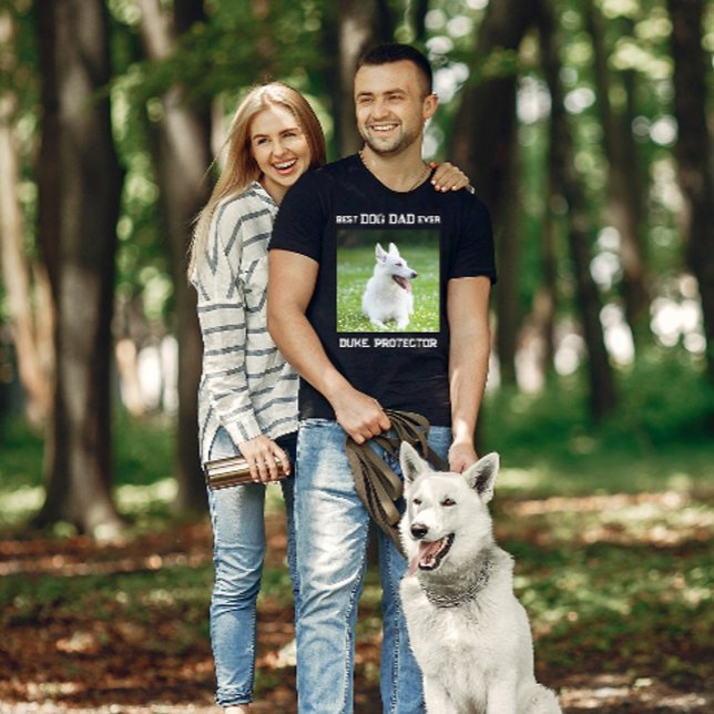 Bästa Hund-Pappa någonsin-Personlig Pet-fotosvart  T Shirt (Skapare uppladdad)