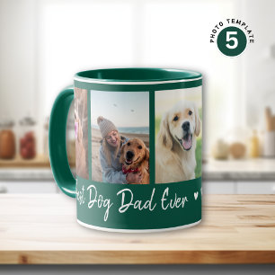 Bästa Hund Pappa någonsin Pet 5 Photo Collage Grön Mugg