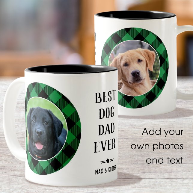 Bästa Hund Pappa någonsin Photo Namn Grönt Två-Tonad Mugg (Skapare uppladdad)