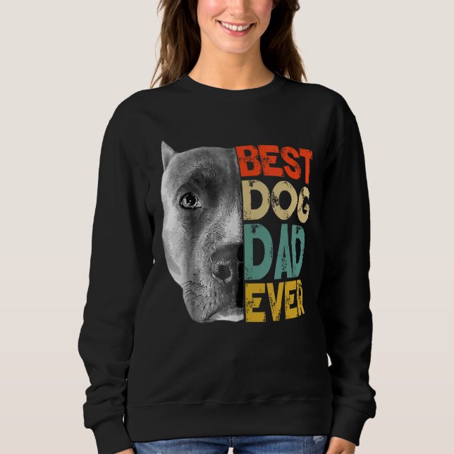 Bästa Hund Pappa någonsin Pitbull Fars dag Retro T Shirt (Framsida)