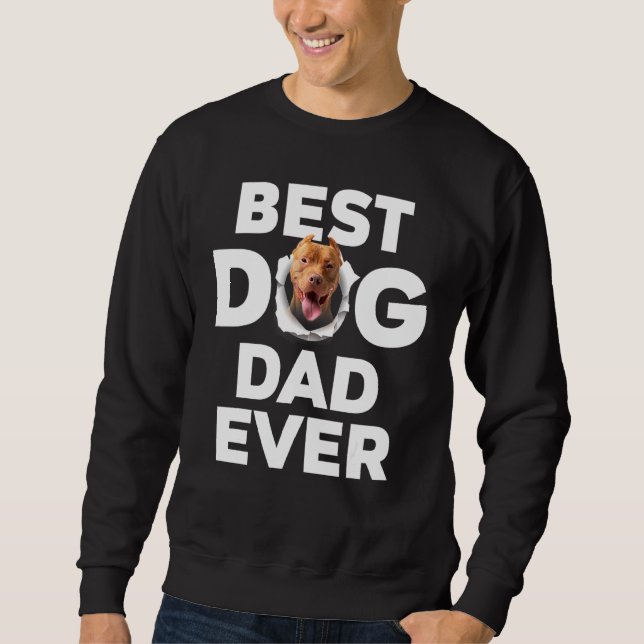Bästa Hund Pappa någonsin Pitbull Lång Ärmad Tröja (Framsida)