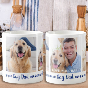Bästa Hund Pappa någonsin, Roligt Blue 3-foto Kaffemugg