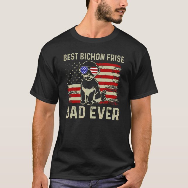 Bästa Hund Pappa någonsin USA flagga Pappa Joke Bi T Shirt (Framsida)